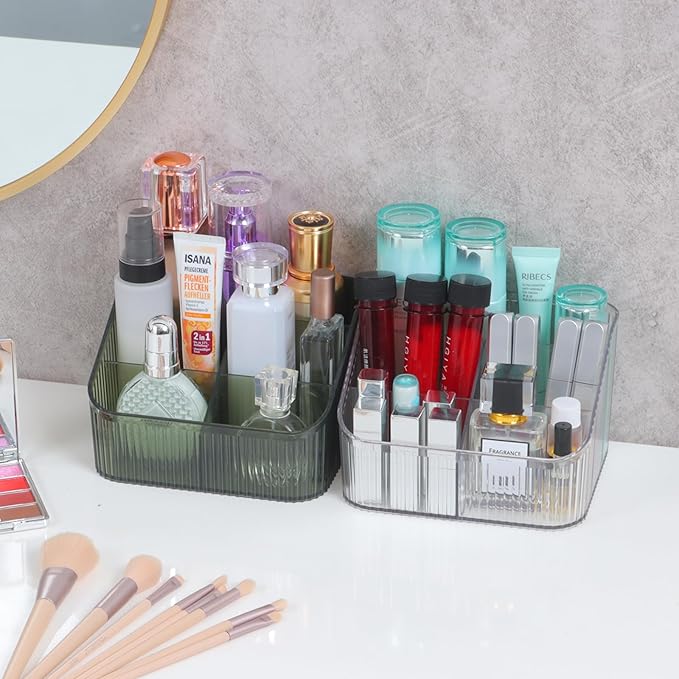 Green Makeup Organizer, Makeup Brush Holder 8 Cups for Vanity, Bathroom Countertop Cups, Dresser Organizer for Cosmetic Display, Skincare Cups, Perfume Stand, Toiletry