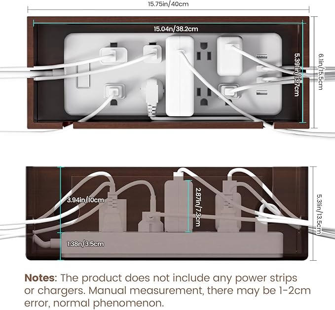Large Cable Management Box - Stylish Wire Organizer, Wire Concealer and Wire Management Box - Wire Management Box Tall Design for Easy Access（NO Power Strips or Chargers）