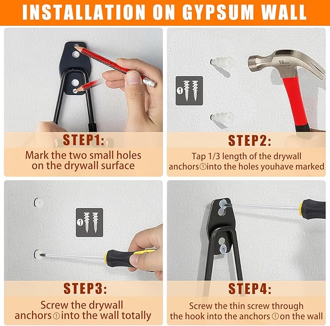 Garage Hooks Heavy Duty, 12 Pack Anti-Slip Coating Garage Wall Storage Hooks for Hanging Bike, Ladder, Garden Tools