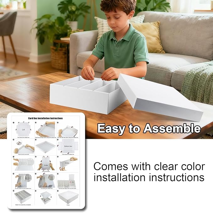 5 Pack Toploader Trading Card Storage Box, 4 Row 3200 Count White Cardboard Storage Box for Basketball/MTG/TCG/Sports/Game Cards Organizer and Collection