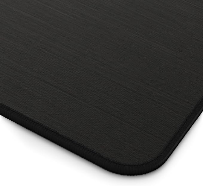 Brushed Metal Texture Desk Mat - Extended Mouse Pad & Desk Pad, Neoprene Surface, Non-Slip Rubber Base, Stitched Edges, Desk Protector for Keyboard & Mouse (Black, 12x22)