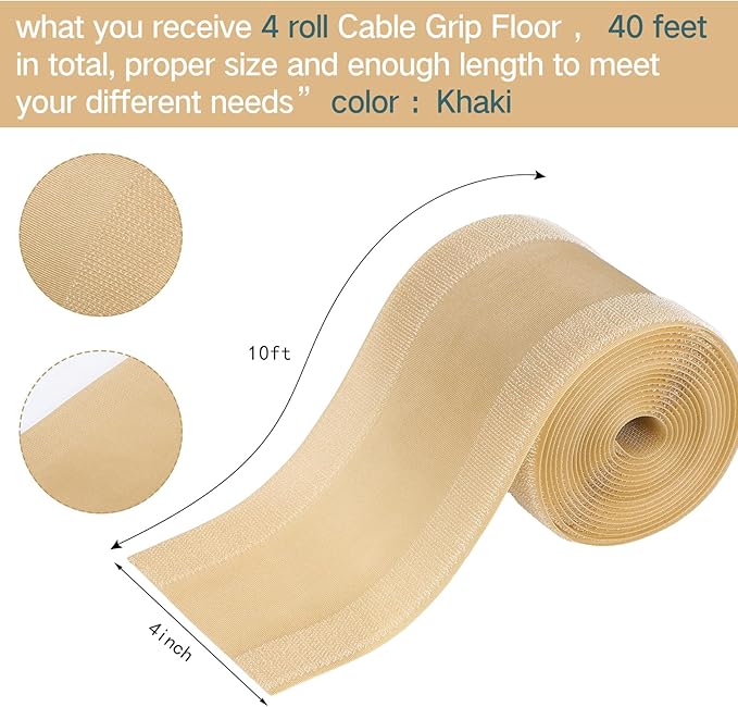 WILLBOND Carpet Cord Cover Cable Protector Floor Cover Cable Protector Management Only for Commercial Office Carpet(39.37 ft,Khaki)