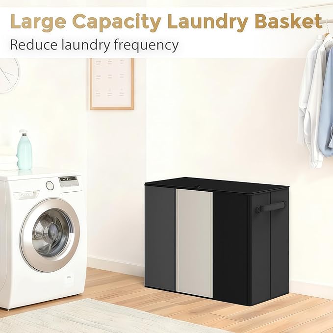180L Laundry Hamper 3 Section, Large Laundry Basket with Lid, Laundry Basket Organizer with Handles, Divided Laundry Baskets, Clothes Hampers for Laundry, Bedroom, Bathroom