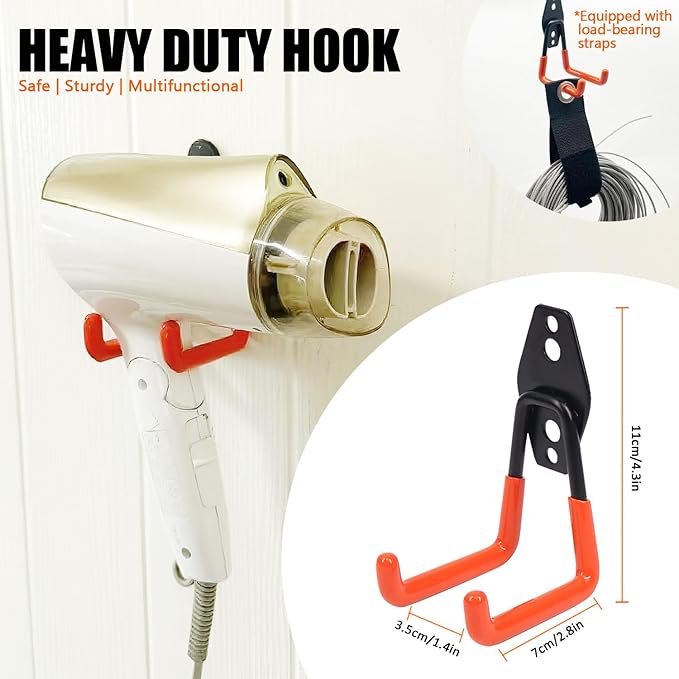 Heavy Duty Garage Storage Hooks, 4 Pack Utility Steel Garage Tool Organizer Wall Mount for Hanging Power and Garden Tools Ladders Hoses Bikes Ropes & Bulk Items