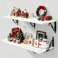 White Floating Shelves for Wall, 32"W x 12"D Wall Shelves, 12 Inch Deep Floating Shelf with Bracket, 32 Inch Floating shelves Set of 2, Rustic Shelves for Living Room, Bathroom and Kitchen, White