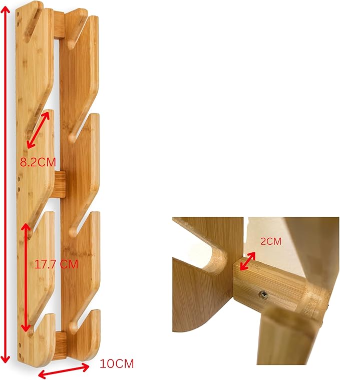 COR Surf Skateboard & Snowboard Wall Mount Display - 4 Board Indoor Rack Made with Sustainable Bamboo