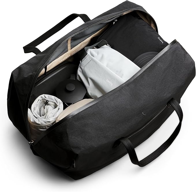Bellroy Venture Ready Duffel 55L (large-format travel bag with streamlined organization and rugged materials) - Black