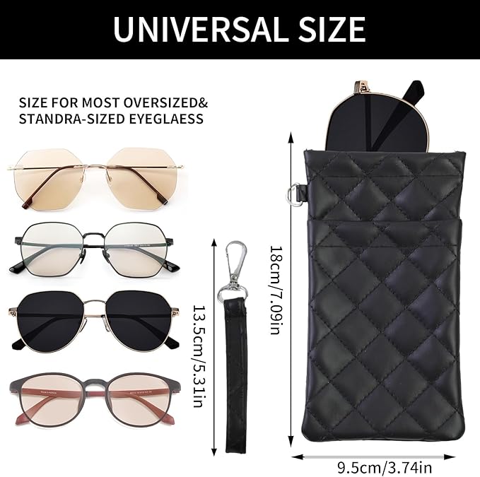Double Eyeglass Case Soft Dual Glasses Case for Women Men Travel Squeeze Top Sunglasses Cases Eyeglasses Pouch