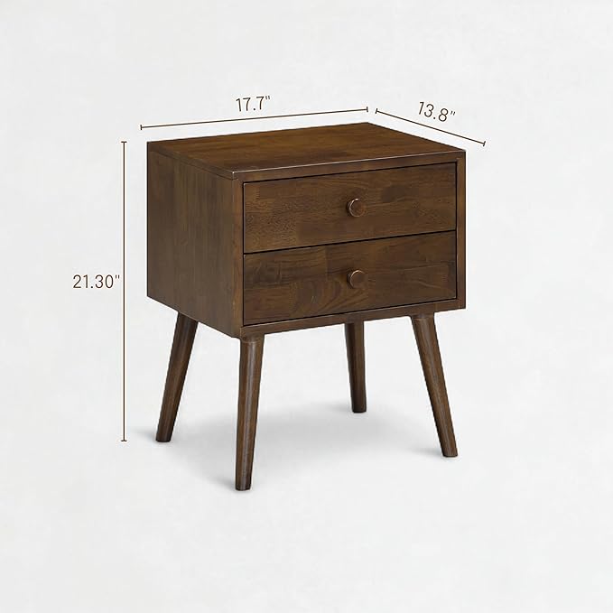NTC Lux Nightstand with 2 Drawers, Featuring Adaptable Design, 150 lbs Load Capacity, Water-Resistant, Elevate Your Space, Easy Assembly - Dark Walnut