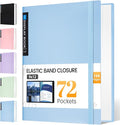 Sooez Art Portfolio 9"x12", 72 Pockets Large Portfolio Folder Display 144 Pages, Heavy Duty Binder with Plastic Sleeves&Elastic Band, Presentation Book with Clear Sheet Protector for Artwork Organizer