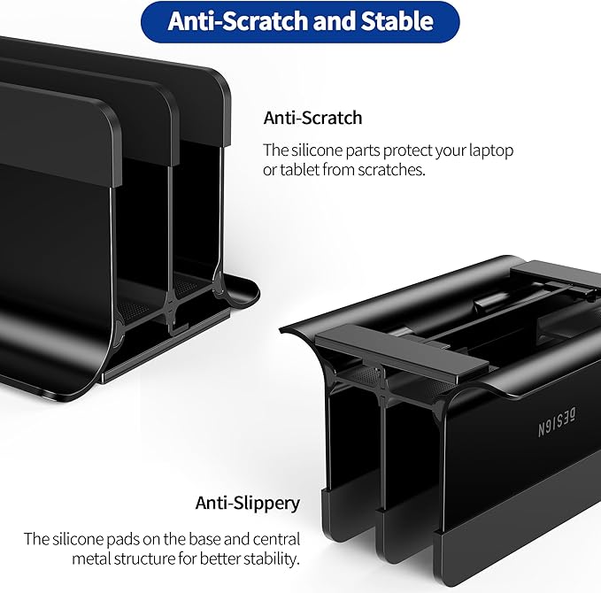 BESIGN LS13 Vertical Laptop Stand Holder for Desk, 4 in 1 Desktop Stand Holder for Laptops, Tablets, Smart Phones