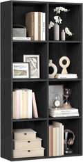 VASAGLE Custos Collection - Bookshelf, Bookcase, Cube Shelf with 8 Compartments, 9.4 x 25.8 x 51 Inches, Storage Shelf, for Living Room, Home Office, Dining Room, Ebony Black ULBC424B01
