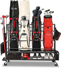 Golf Bag Storage Garage Organizer- Golf Bag Stand Fit for Golf Bags, Golf Clubs, Golf Balls, Golf Equipment Accessories, Golf Bag Storage Rack with Wheels for Garage