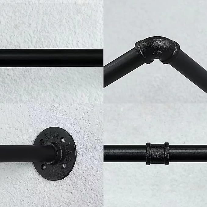 Oroonoko 36inch Industrial Pipe Clothes Rack Wall Mount For Hanging Rod Bar for Laundry Room Up to Max Load 135Lb