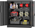 Greenvelly Metal Storage Cabinet, 36" Locking Storage Cabinet with Doors and Shelves, Lockable Storage Cabinets for Home Office, Utility Locker Cabinet, Steel Garage Cabinet with 2 Keys, Black