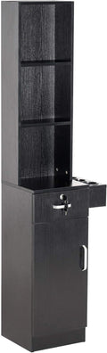 BarberPub Wall Mount Barber Station Hair Styling Drawer Storage Beauty Salon Spa Equipment 3208 (Black)