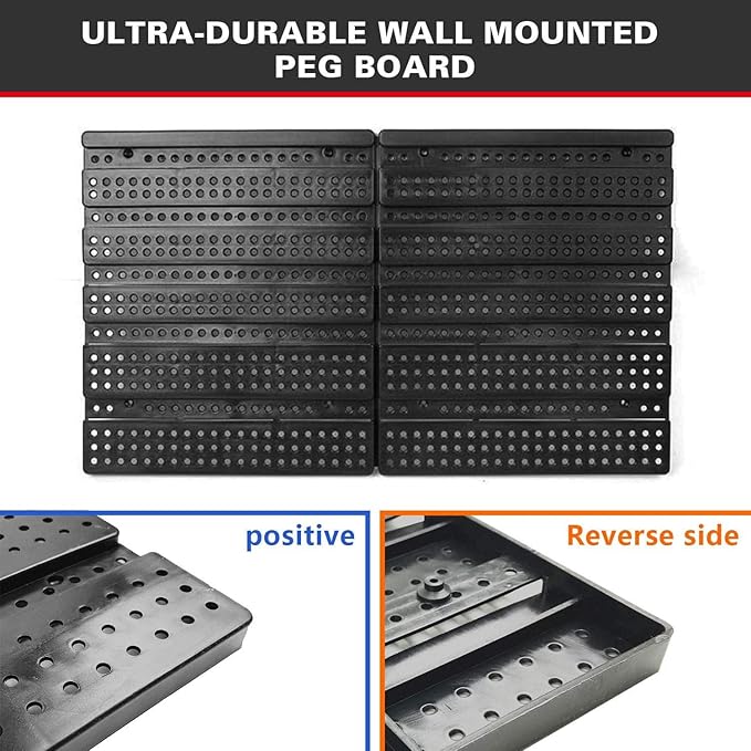 Wall Mounted Storage Bins, 30 Wall Mount Tool Organizer Bins Plastic Parts Rack Container, Easy Access Compartments For Tools, Hardware, Crafts, Office Supplies And More, Blackred