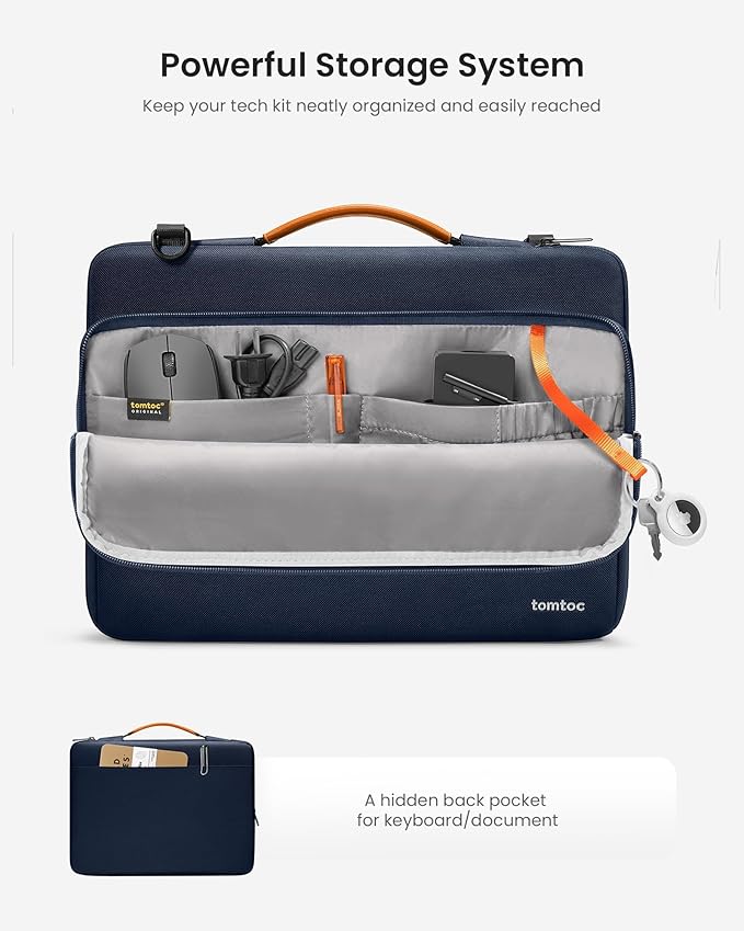 tomtoc 360 Protective Laptop Shoulder Bag for 13-inch 2025 MacBook Air M4/A3240, M3/A3113, M2/A2681, M1/A2337, MacBook Pro M2/A2686 M1/A2338, Water-Resistant Laptop Accessory Carrying Case Sleeve