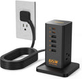 USB Charging Station for Multiple Devices 10Ft Cord, TESSAN 9-in-1 USB C Charger Block PD 65W for iPhone 17/16, MacBook, Tablet, Type C Desktop Charger with 3 AC, Home Travel Office Accessories