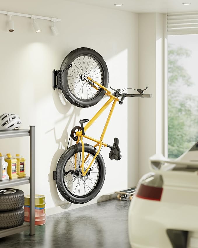 monTEK Bike Wall Mount for 4.5" Tire Width, Swivel Bike Wall Hanger Holds Up to 77lbs, Space-Saving Bike Rack Garage, Heavy Duty Bike Storage for Bedroom Home Office, 4 Pack
