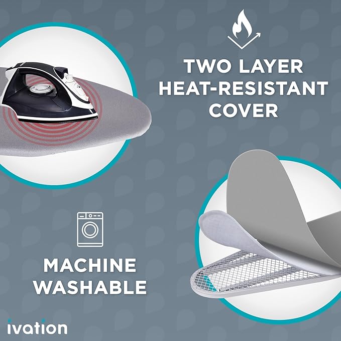 Ivation Wall-Mounted Ironing Board Cabinet, Foldable Ironing Storage Station for Home, Apartment , Easy-Release Lever, Garment Hooks, White