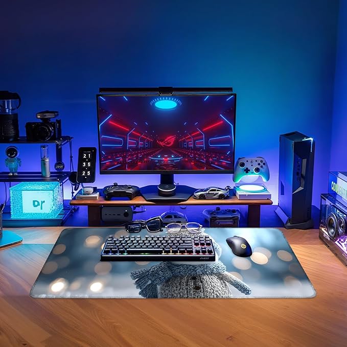 Christmas Snowman Gaming Mouse Pad 31.5"x11.8"Desk Mat Anti-Slip Rubber Base & Durable Stitched Edges for Gamers Smooth Mouse Writing Surface for Desk Office/Home