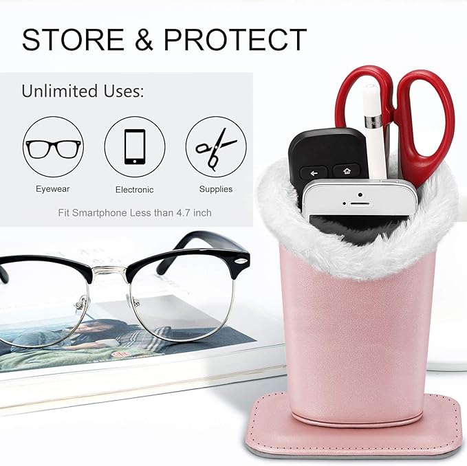 Fintie Plush Lined Eyeglasses Holder, Glasses Stand Case, Anti-scratch Glasses Storage Organizer for Desk, Nightstand, Office