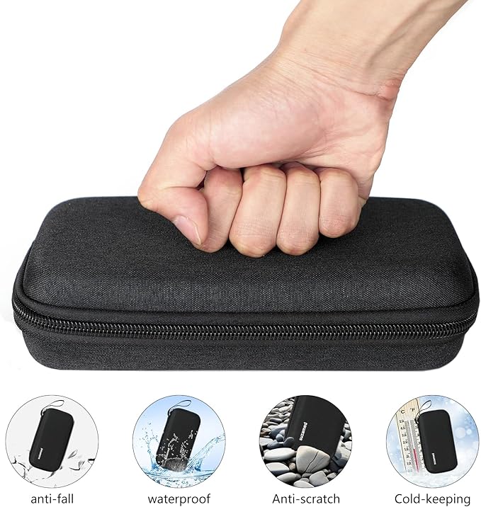 Insulin Cooler Travel Case,EVA Insulation Travel Medicine Kit with 2 Ice Packs for Diabetes Care,Insulin Pen and Other Diabetic Supplies (Black)
