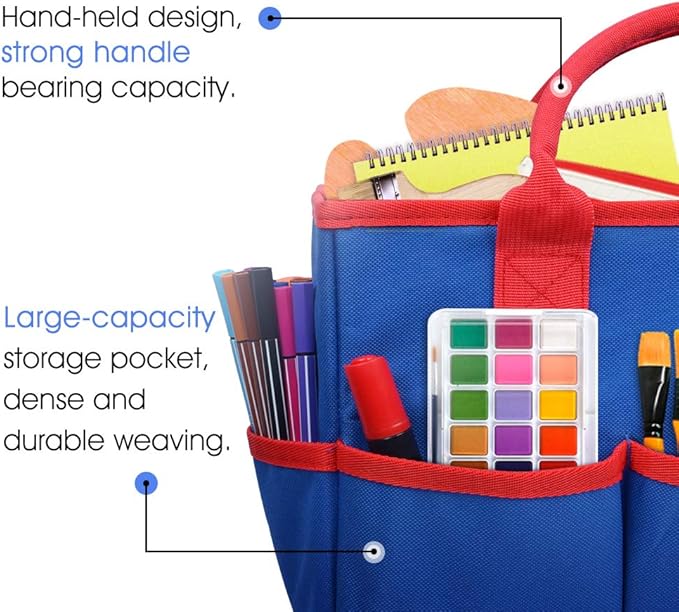 ZKOO Art Organizer Desktop Craft Storage Tote Bag Storage Craft Bag Organizer for Crafts, Sewing, Paper, Art, Canvas, Supplies Storage Organization with Handles for Travel or Daily Use (Blue, Small)