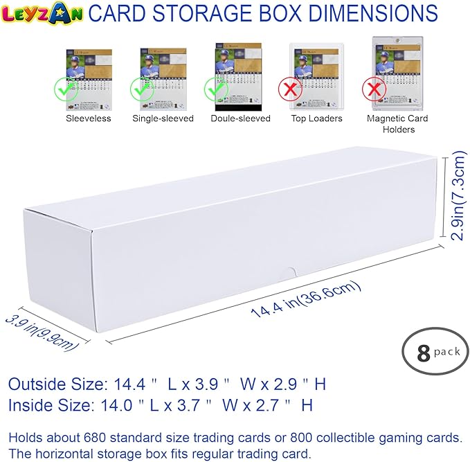 Trading-Card Storage Box, 8-Pack • 1000 Count Corrugated Cardboard Storage Box with dividers & labels for TCG/Magic/Mtg storage and Collection, 14.4 INCH Horizontal