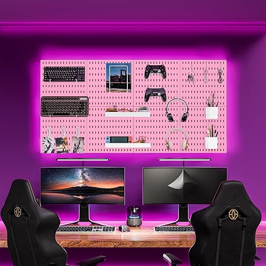 Pegboard Combination Kit for Wall Organizer, Wall Mounted Peg Board Kits for Kitchen, Bedroom, Office, &Bathroom, 4 Pieces Black Pegboards and 14 Accessories, 22" x 22"