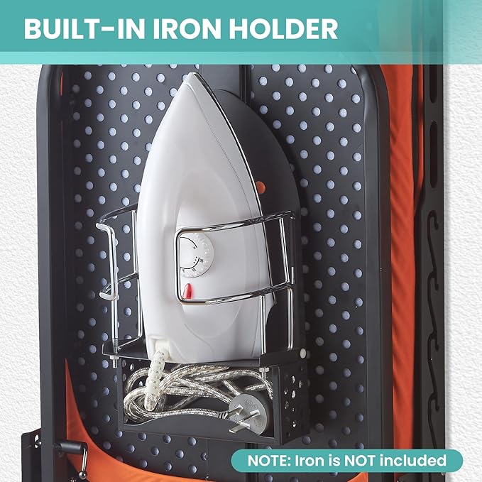 Wall Mounted Ironing Board with Iron Holder, 42 X 14 Compact Mount Foldable Ironing Board for Small Spaces, Space Saving with Cotton Fabric Cover and Silicone Iron Rest