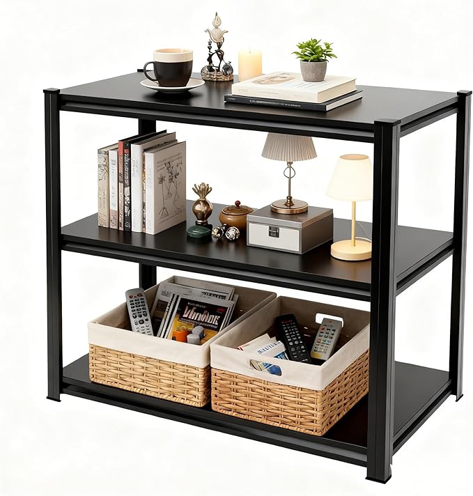 3-Tier End Table, Sofa Side Table for Small Space with Storage Shelf, Couch Table & Nightstand for Living Room, Bedroom, Office,32''H×24''W×14''D