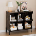 6 Cube Storage Shelf Organizer, Low Book Shelf Bookcase Entryway Table, Wood Closet Storage Display Cabinet TV Stand for Living Room, Office,Bedroom, Dorm, Dark Brown with Dark Brown Top