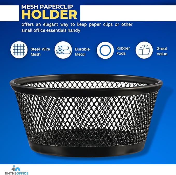 1InTheOffice Mesh Paper Clip Holder for Desk, Paperclip Holder, 2 Pack