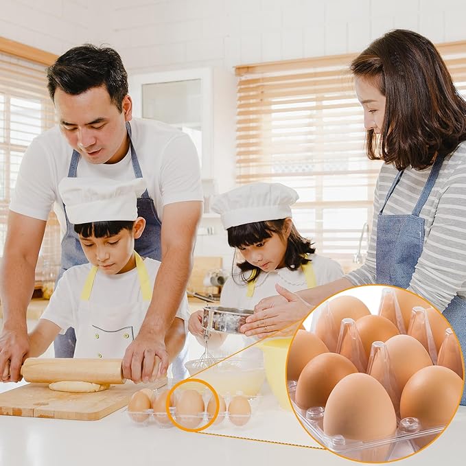 60 Pack Plastic Egg Cartons Cheap Bulk, One Dozen Clear Empty Egg Cartons for Chicken Egg, Reusable Egg Carton for Home Ranch Chicken Farm, Commercial Business Market Display,3x4Grids