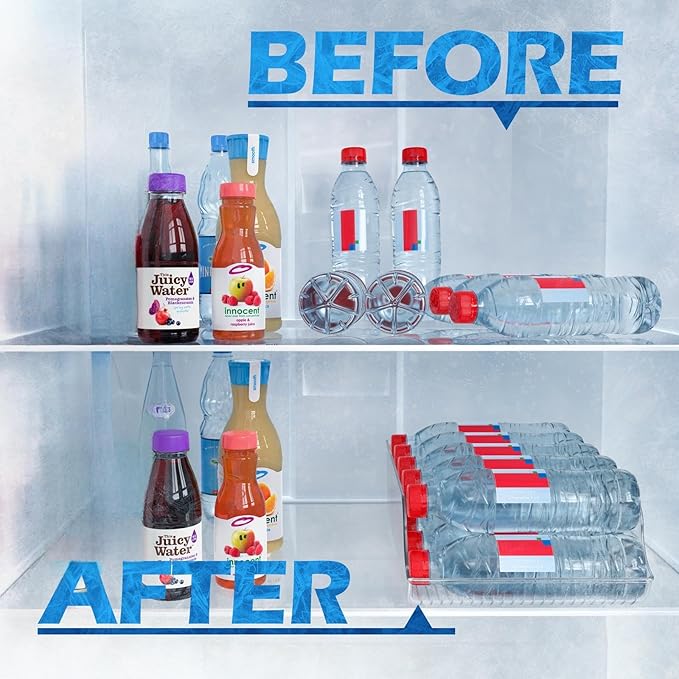 Water Bottle Soda Drink for Fridge,Refrigerator Pantry Clear Box Organizer Storge (4 PACK)