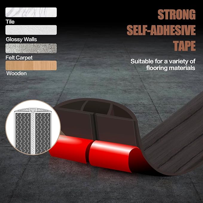 Floor Cord Cover Self Adhesive Cord Hider,10FT Cable Management, Extension Strip Protector for Wires, Prevent Cable Trips for Offices, Gyms, Exhibitions Cavity:0.3"(W) x 0.28"(H) Black Wood