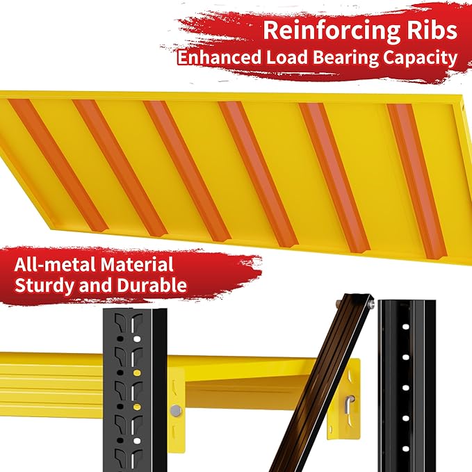 5000LBS Heavy Duty Garage Shelving 59" W Garage Storage Shelves 4-Tier Metal Adjustable Shelf Unit Storage Rack for Basement Supermarket Warehouse 59" W x 24" D x 78" H Yellow