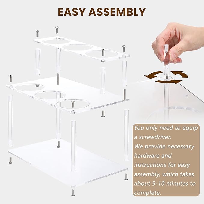 Acrylic Coffee Syrup Rack (6 Bottle Capacity),Syrup Bottle Holder Stand for Coffee Bar,Kitchen.Small Wine Rack for Bar,Family,Storage for Syrup,Wine,Condiments(Transparent)