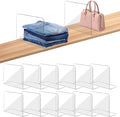 OKPOW Acrylic Shelf Dividers for Closet Organization: 12 Pack Tall Durable Clear Shelves Separators for Clothing Adjustable