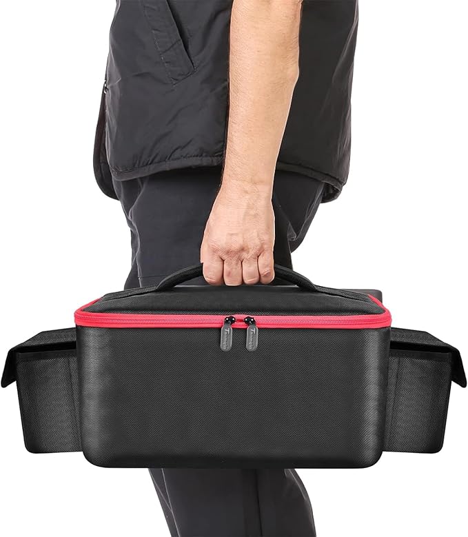 Air Compressor Bag Compatible with Milwaukee M18 Inflator 2848-20/2771-20, Air Pump Carrying Box for Milwaukee Tools,Storage Holder for 18V 3.0/4.0/5.0/6.0/6.5/7.0/8.0Ah Battery (Case Only)-Black