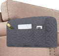 H.VERSAILTEX Armrest Covers for Sofa Water Resistant Couch Arm Covers Remote Control Holder Sofa Armrest Organizer for Magazine, Tablet, Phone, iPad(Set of 2, Gray/Beige)