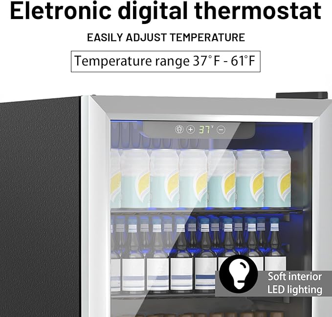 Compact 70 Can/1.7Cu.Ft Mini Fridge For Soda, Beer Or Wine, Portable Small Beverage Refrigerator With Digital Display&Removable Shelves &Reversible Glass Front Door For Office, Dorm, Bar