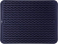 Silicone Dish Drying Mat for Multiple Usage,Easy clean,Eco-friendly,Heat-resistant Silicone Mat for Kitchen Counter or Sink,Refrigerator or drawer liner Navy Blue L 16 inches x 12 inches
