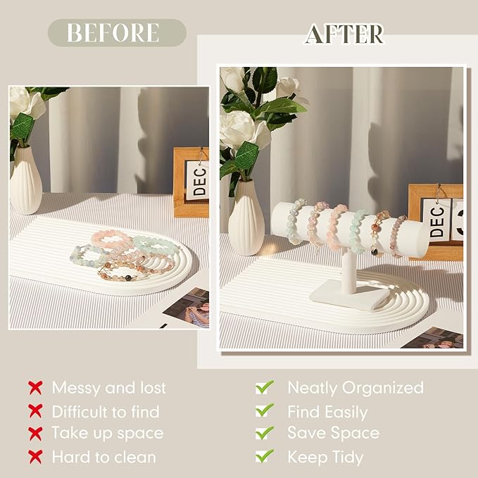 Wenqik 4 Pcs Bracelet Holder Stand Beige Velvet Bracelet Jewelry Display Holder for Vendors Scrunchies Selling Bangle Watch Hair Ties Organizer(Beige)