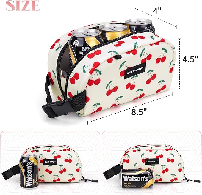 Cerbonny Small Cooler Bag Freezable Lunch Bag for Work School Travel, Leak-proof, Insulated, Cherry
