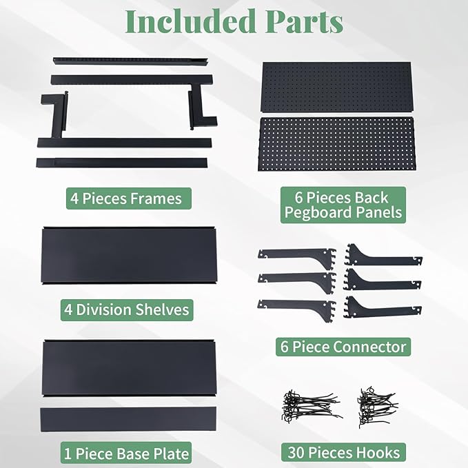 Pegboard Display Stand, Retail Shelving Wall Display with Extra 30 Pieces Hooks, Standing Peg Board Display with 4 pcs Single Side Board Panels, for Supermarket, Grocery Stores, Black