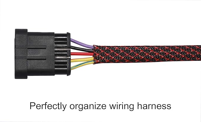 100ft - 3/4 inch PET Expandable Braided Sleeving – BlackRed – Alex Tech Braided Cable Sleeve
