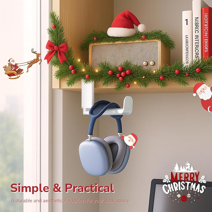 [Xmas Gifts] 3-in-1 PC Gaming Headset&Controller Holder - EURPMASK Headphone Stand w/Adjustable Clamp&2 Controller Holder&Rotating Arm&Cable Organizer,Christmas Card,Bag,Box,Stocking Stuffer for Gamer